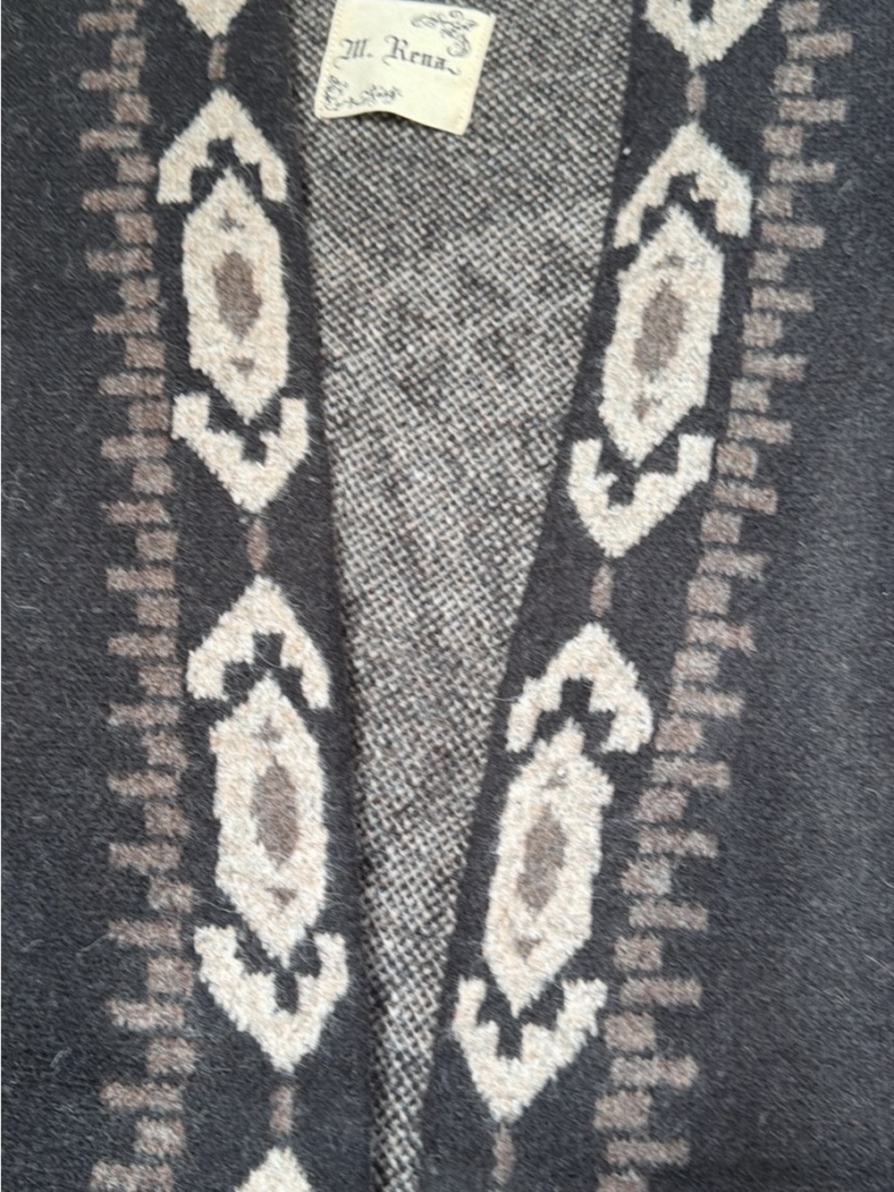 M. Rena Black and Gray Patterned Open-Front Cardigan - Picture 2 of 4
